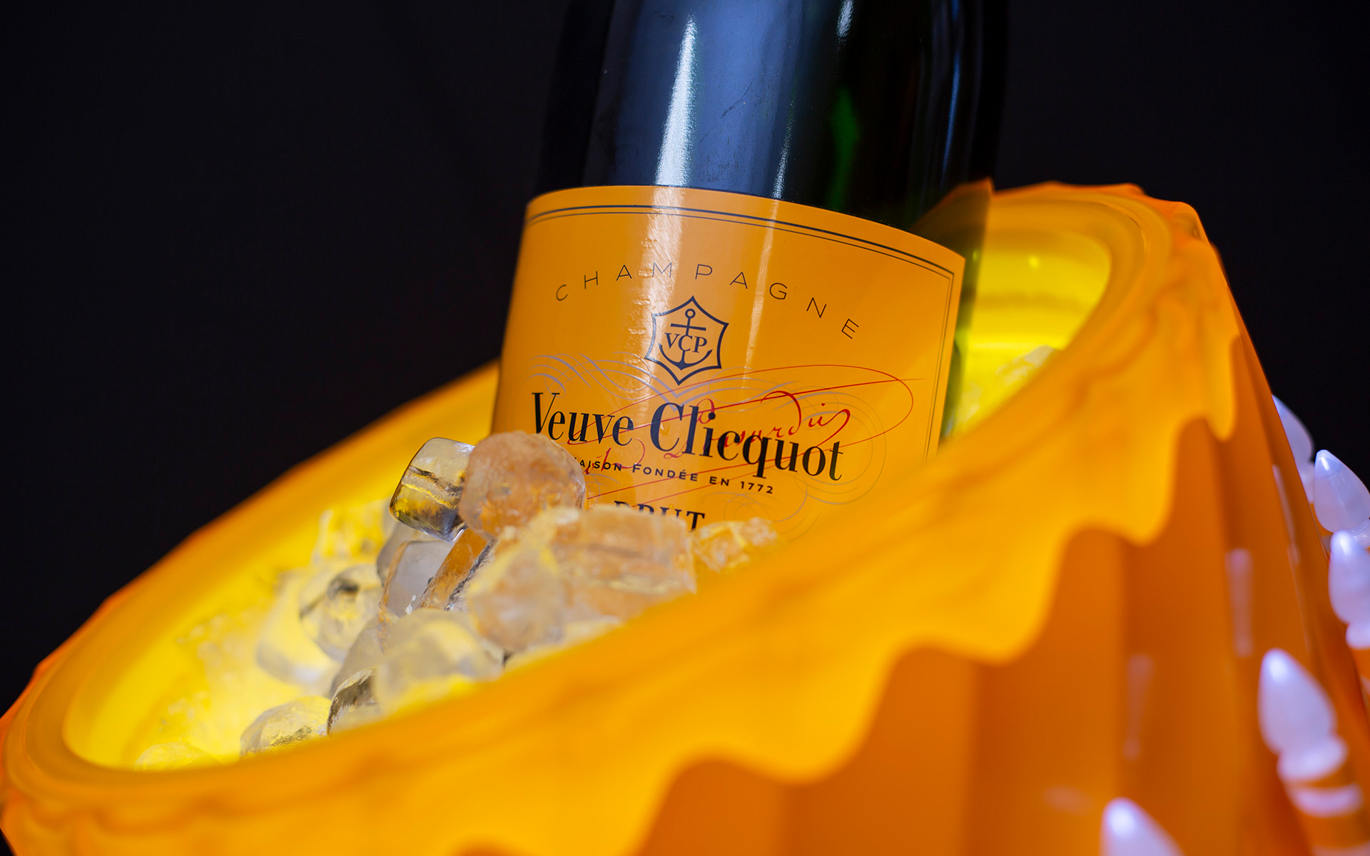 LED Lighted Veuve Clicquot Champagne Bottle Presenter Ring